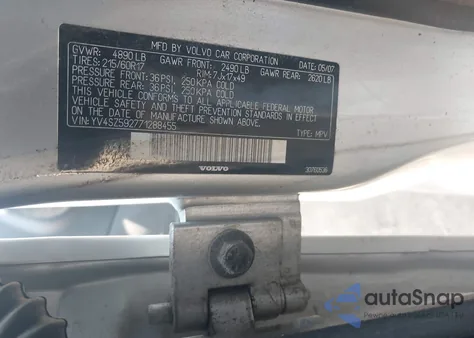 2007 Volvo Xc70 2.5T from USA, damaged, VIN YV4SZ592771288455